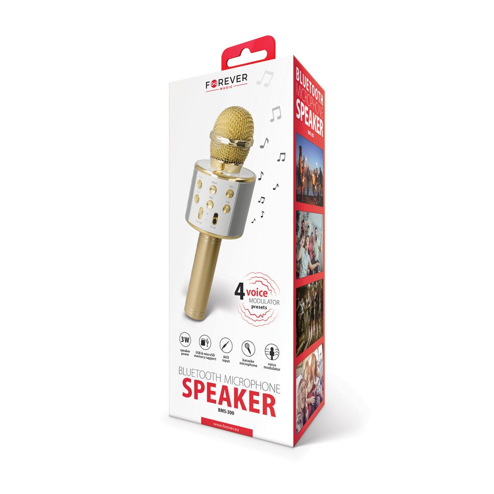 Forever Bluetooth microphone with speaker BMS - 300 gold - LCDEAL