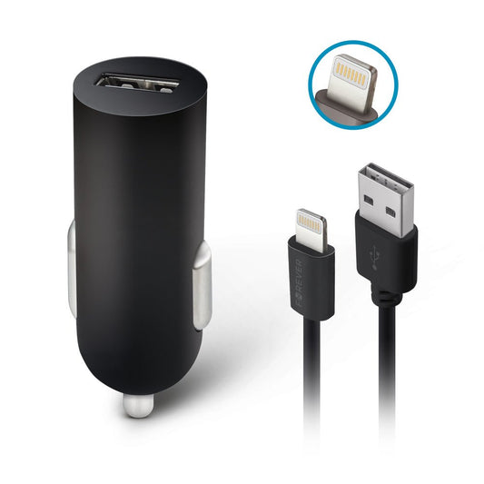 Forever M02 car charger 1x USB 1A black + Lightning cable - LCDEAL